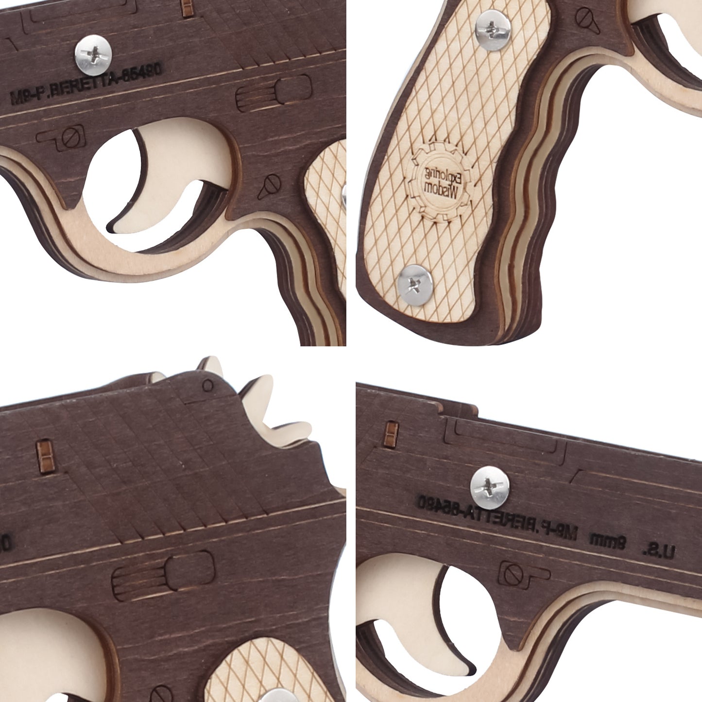 DIY 3D Beretta M9 Rubber Band Gun Wooden Puzzle Kit