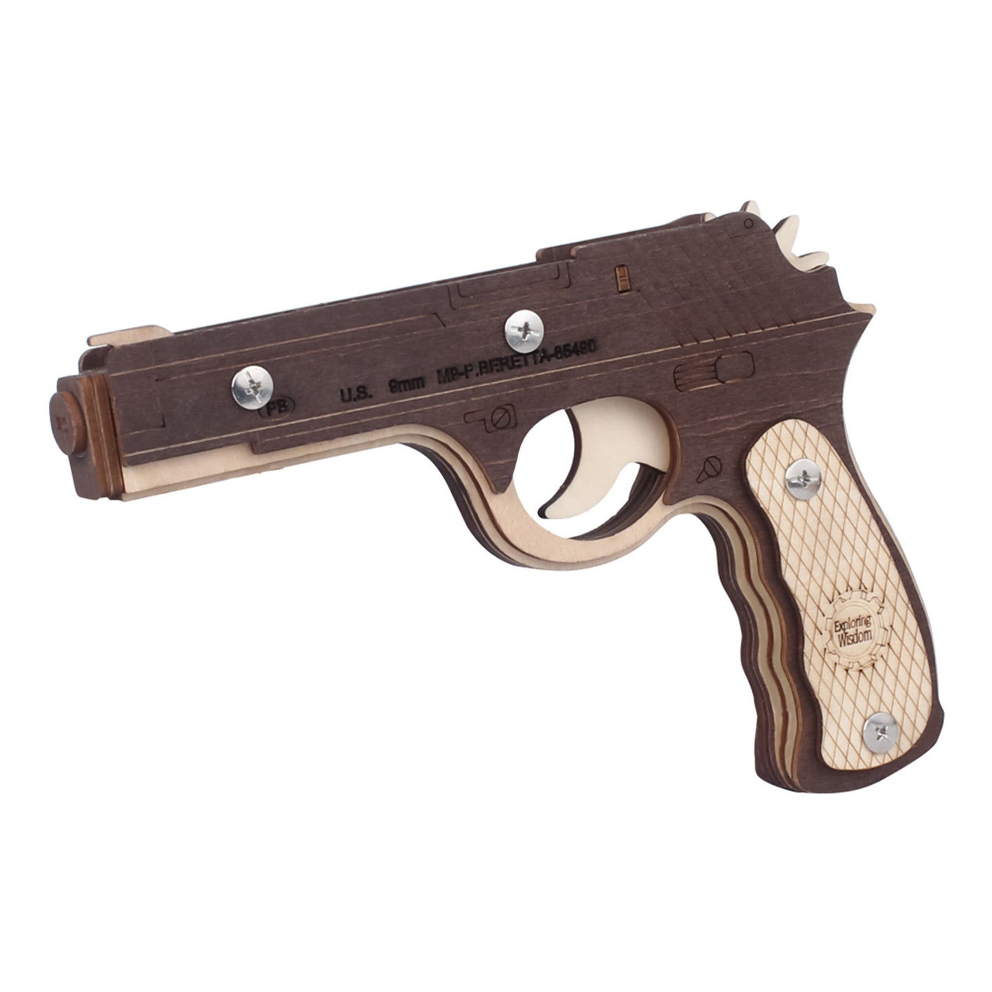 DIY 3D Beretta M9 Rubber Band Gun Wooden Puzzle Kit
