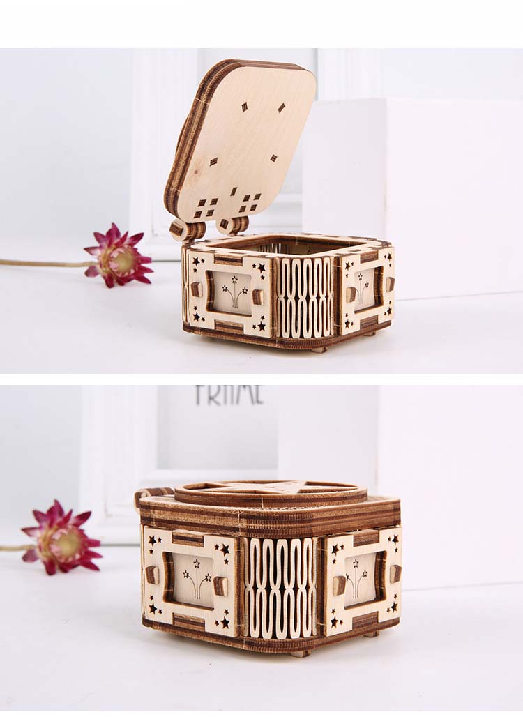 3D Wooden Puzzle Assembly Stars Music Box Model Kit