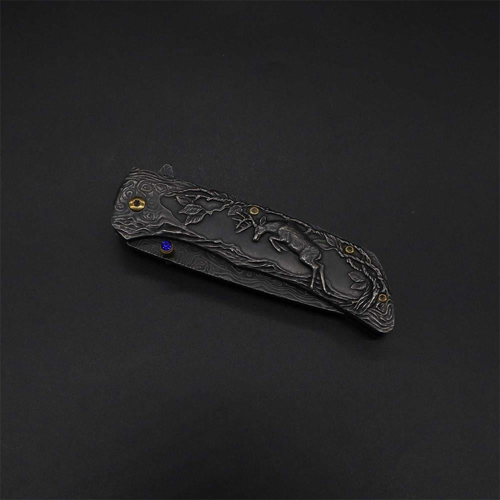 3D Sculpture Reindeer Folding Knife