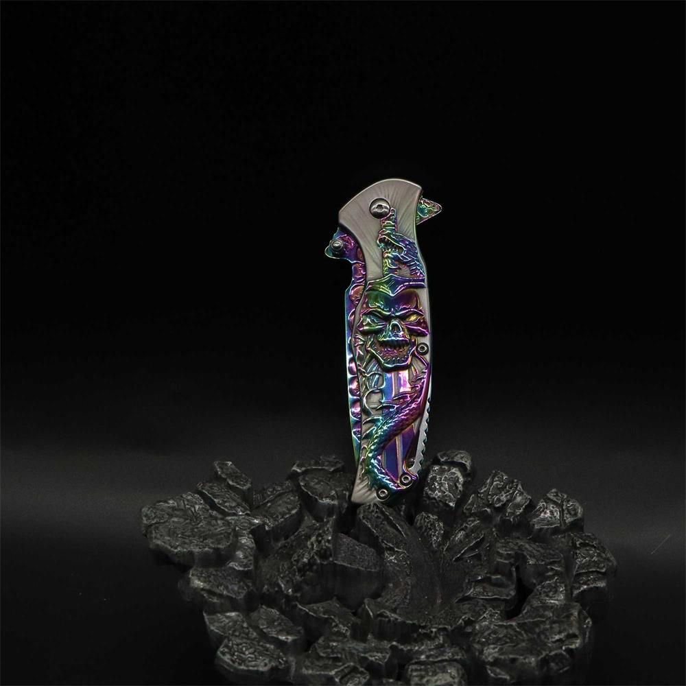Snake Skull Relief Folding Knife