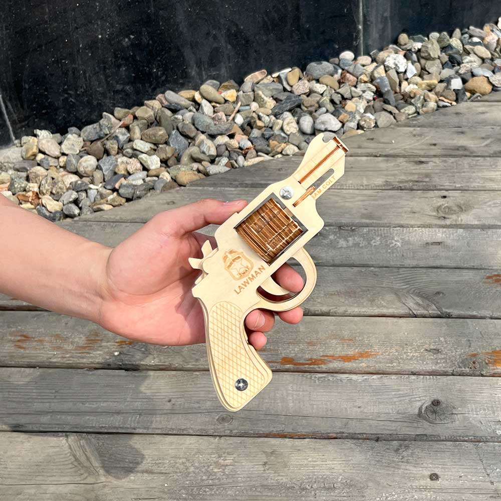 Assembled Colt Law Enforcement Officer Wooden Rubber Band Gun Model Kit
