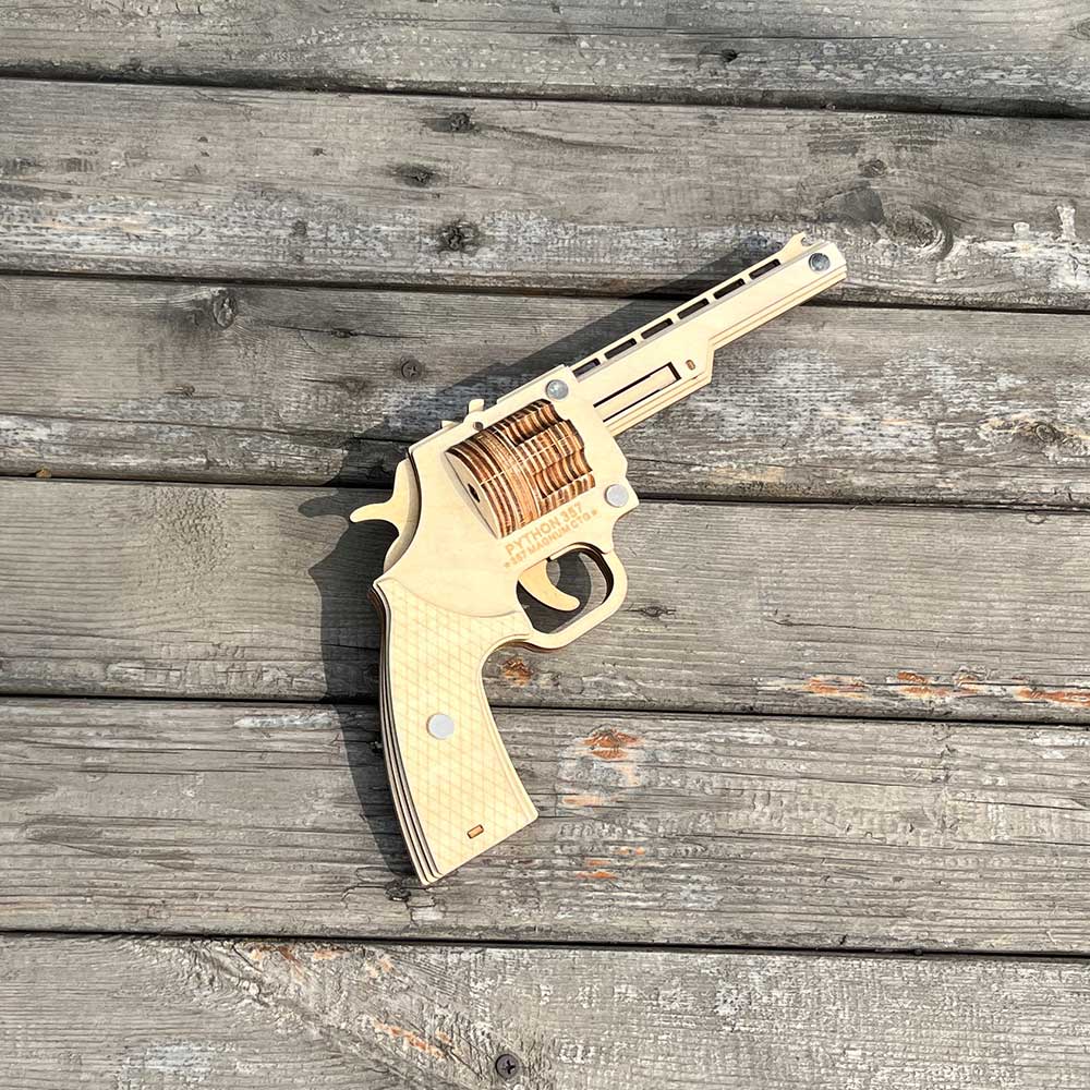 Assembled Revolver Wooden Rubber Band Gun Model Kit
