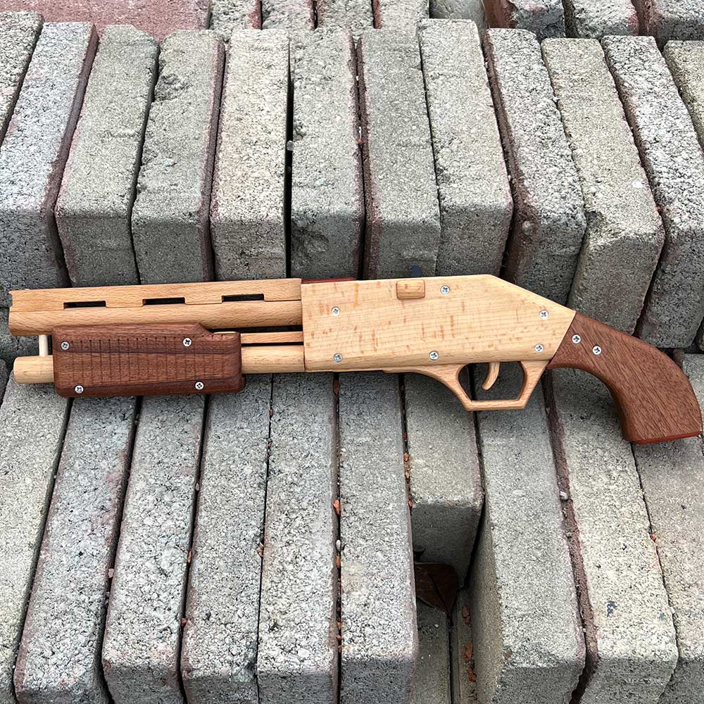 Assembled M37 Shotgun Rubber Band Wooden Replica Gun