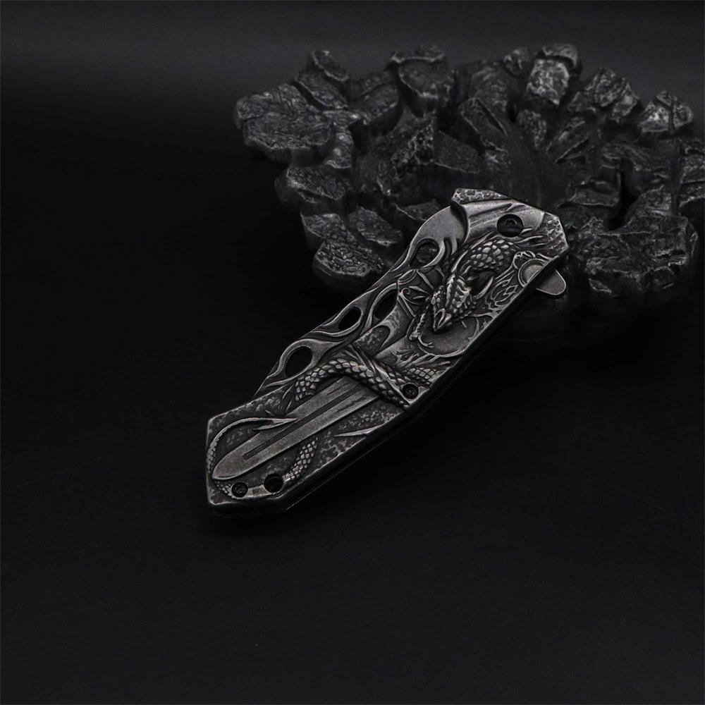 Cool Dragon With Sword Folding Knife
