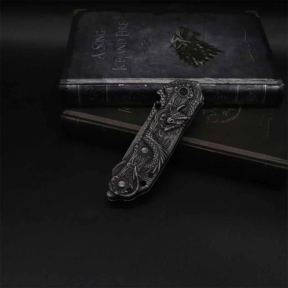 Evil Dragon Sculpture Knife Folding Knife