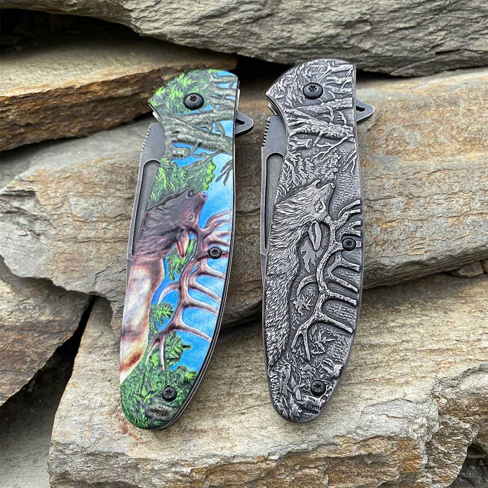 Male Deer Folding Knife Portable Camping Tool
