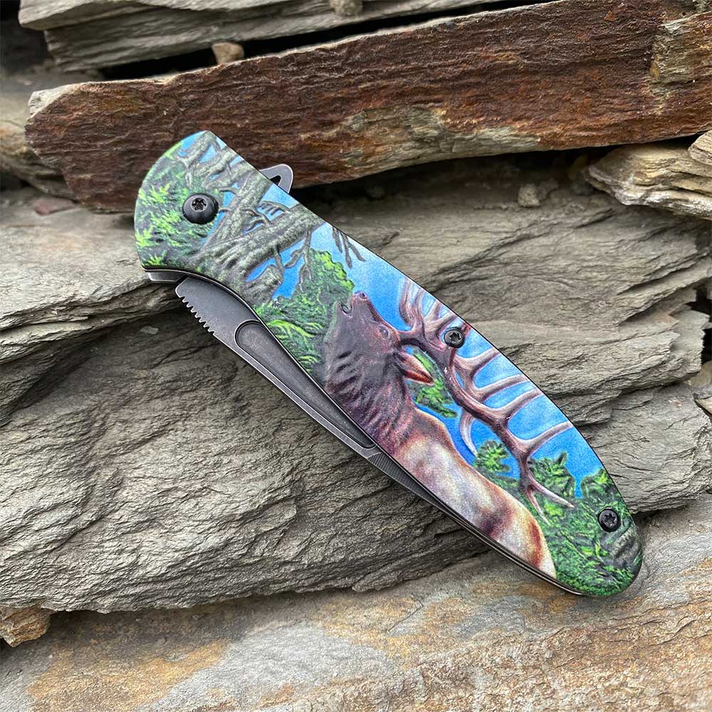 Male Deer Folding Knife Portable Camping Tool