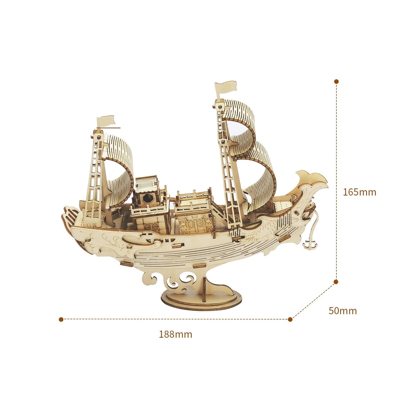 Diy 3D Wood Vintage Sailing Ship Assembly Boat Toy Present