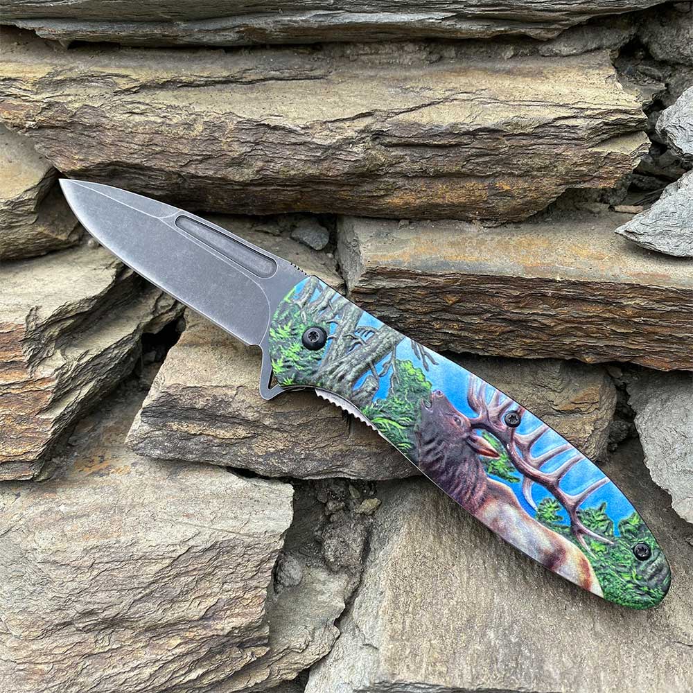 Male Deer Folding Knife Portable Camping Tool