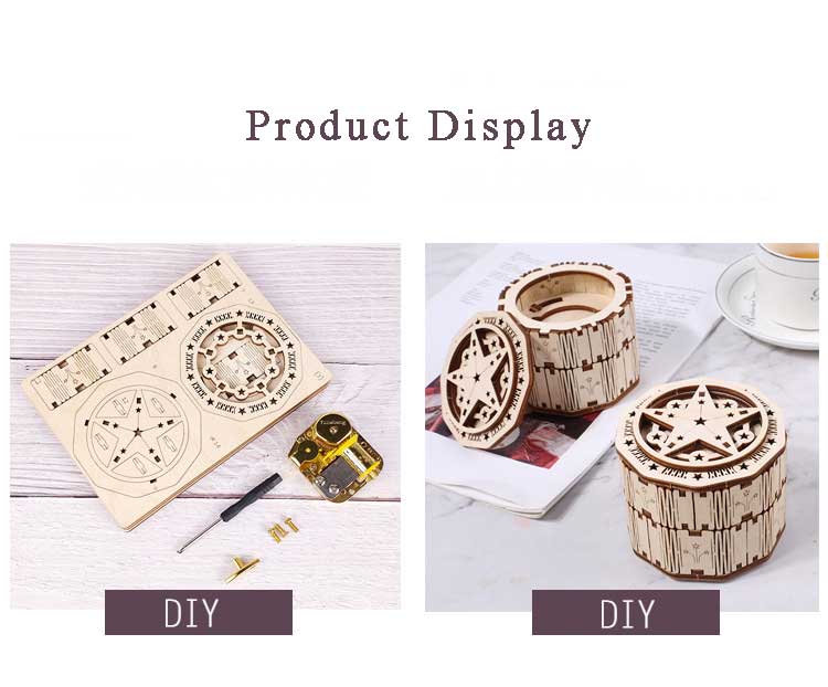 Music Box Ring Box Wooden Assembly Model 3D Three Dimensional Puzzle Box Gift Box