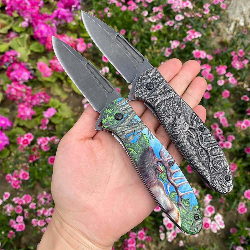 Male Deer Folding Knife Portable Camping Tool