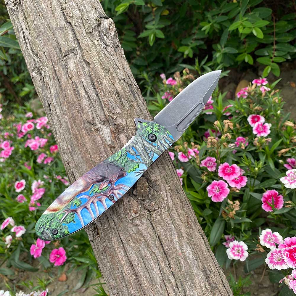 Male Deer Folding Knife Portable Camping Tool