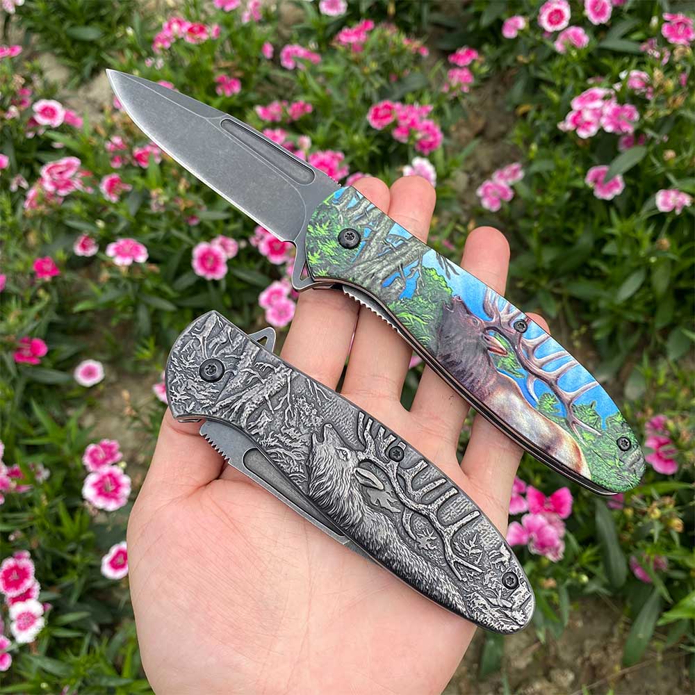 Male Deer Folding Knife Portable Camping Tool