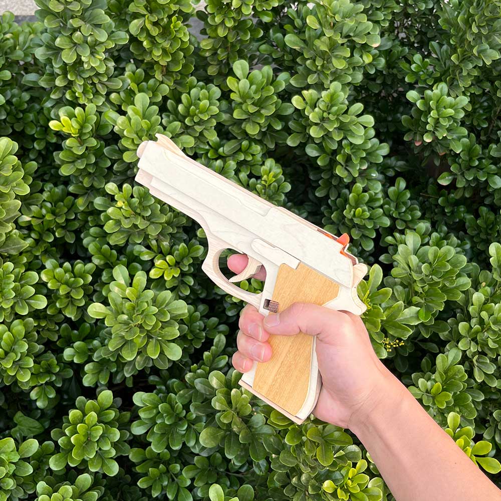 Solid Wooden Rubber Band M92F Pistol With Functional Clip