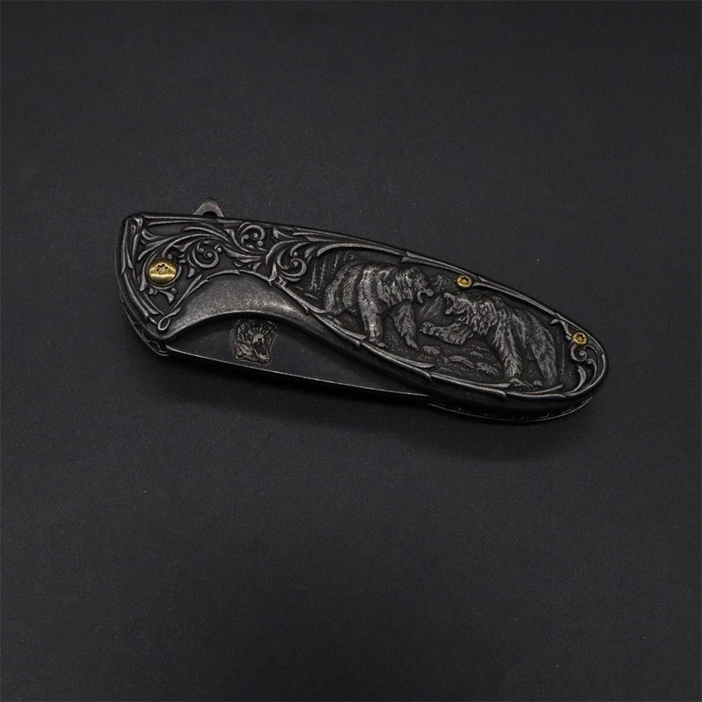 Brown Bear 3D Relief Folding Knife