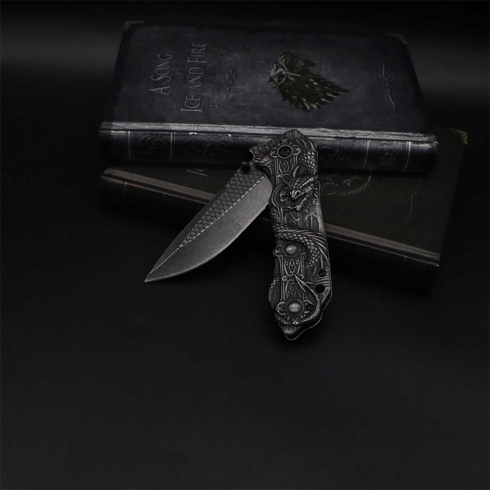Evil Dragon Sculpture Knife Folding Knife