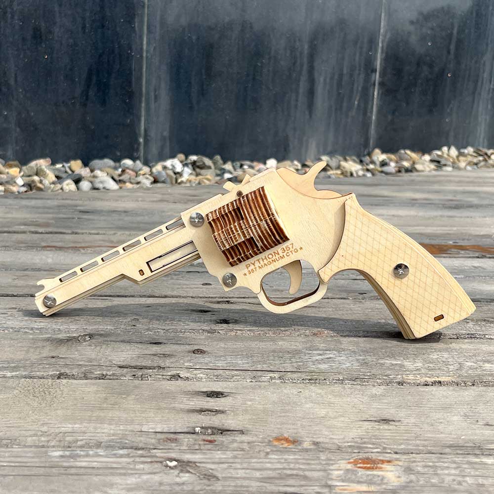 Assembled Revolver Wooden Rubber Band Gun Model Kit