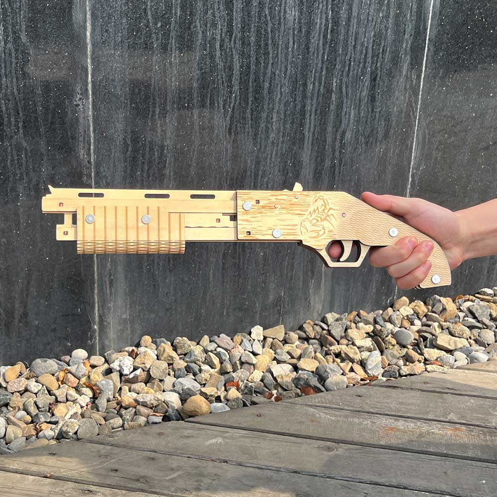 Wooden Mossberg Shotgun Rubber Band Gun Model Kit
