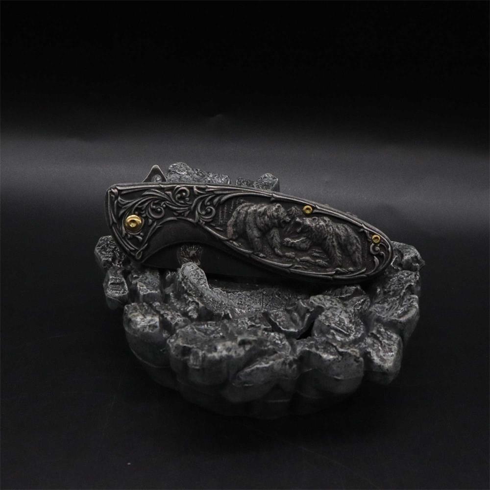 Brown Bear 3D Relief Folding Knife