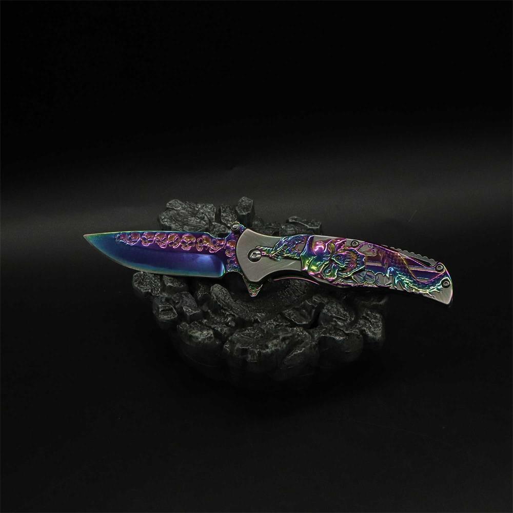 Snake Skull Relief Folding Knife