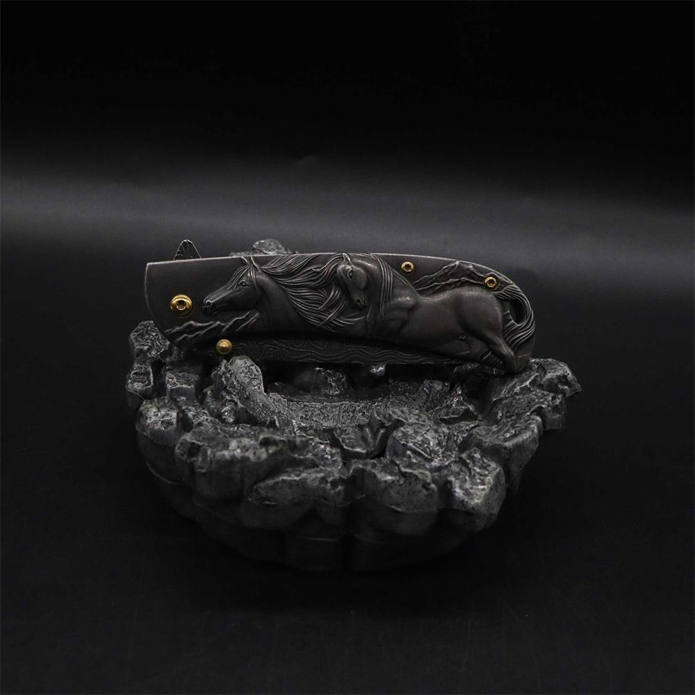 3D Horse Sculpture Folding Knife
