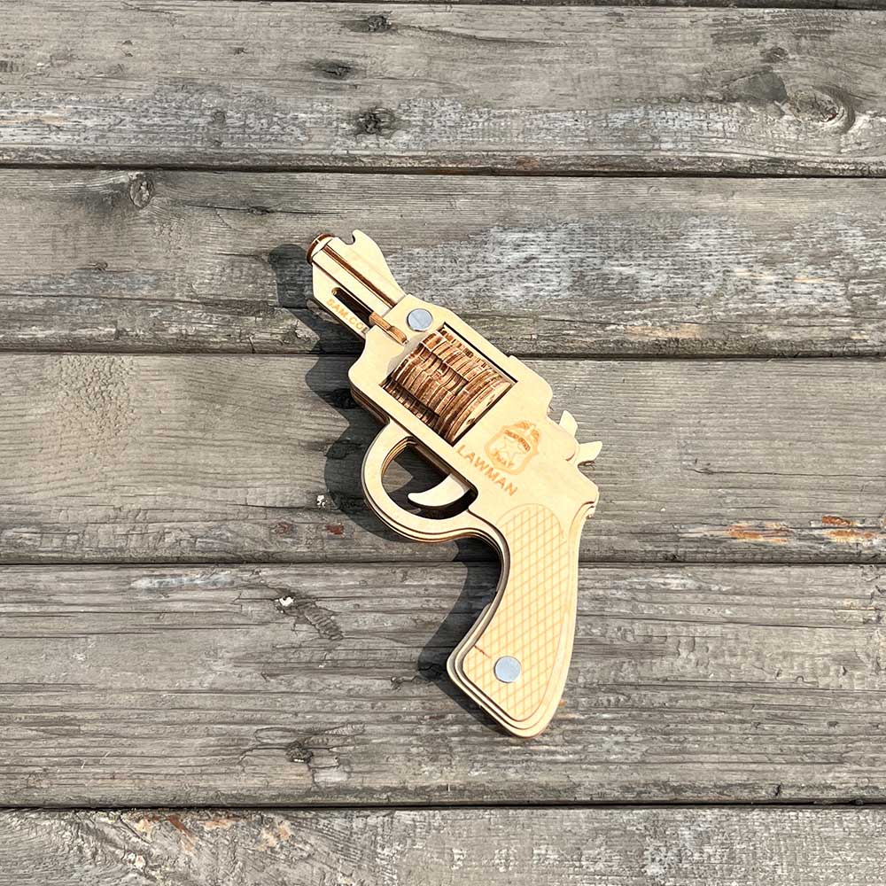 Assembled Colt Law Enforcement Officer Wooden Rubber Band Gun Model Kit