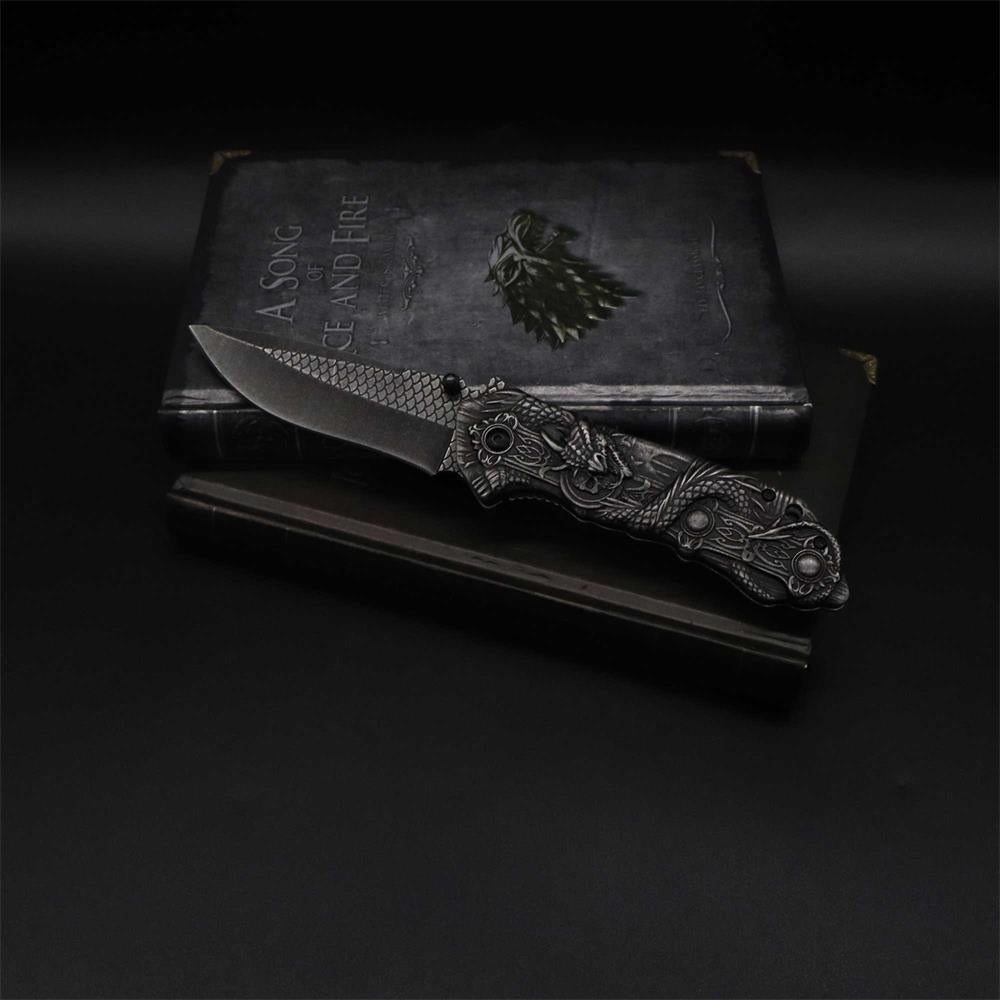Evil Dragon Sculpture Knife Folding Knife