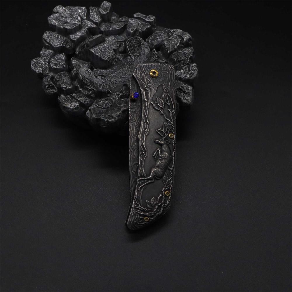 3D Sculpture Reindeer Folding Knife