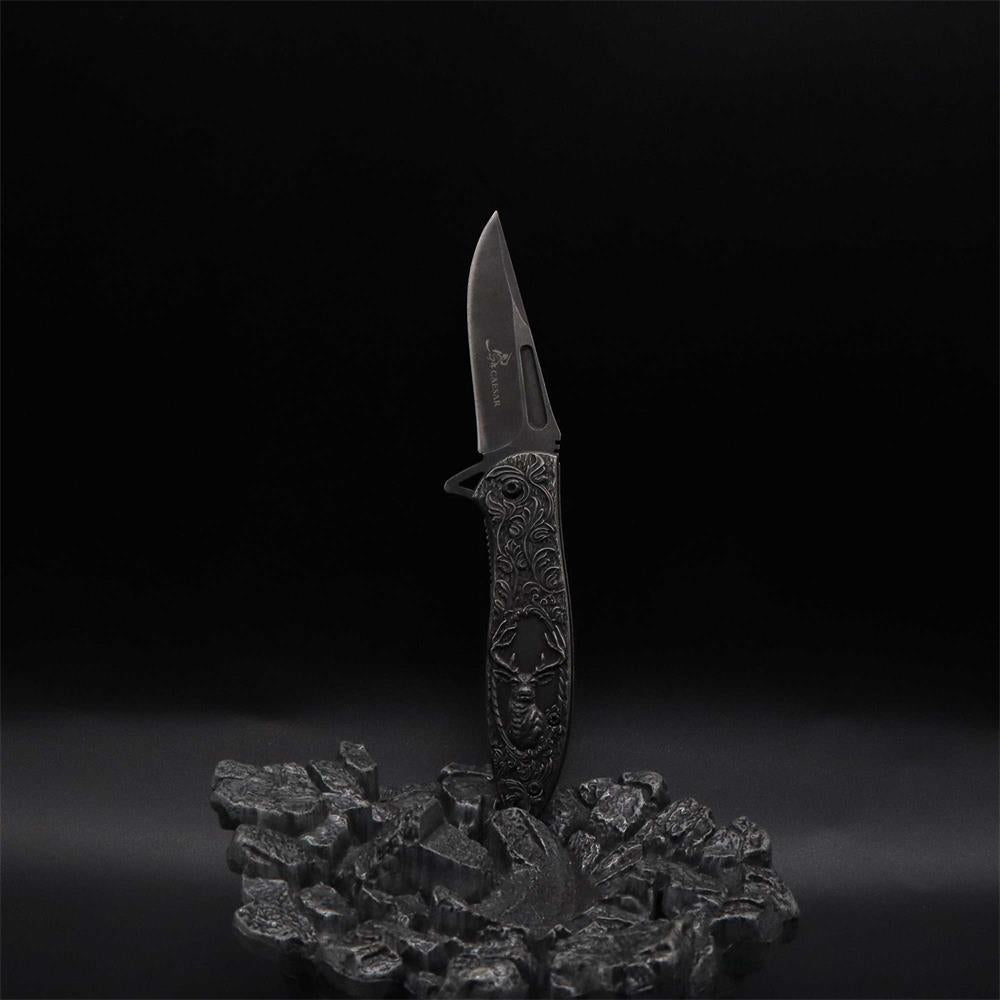Fantastic Reindeer in the Mirror Folding Knife