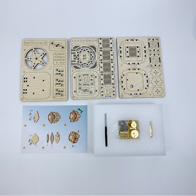 3D Wooden Puzzle Assembly Stars Music Box Model Kit