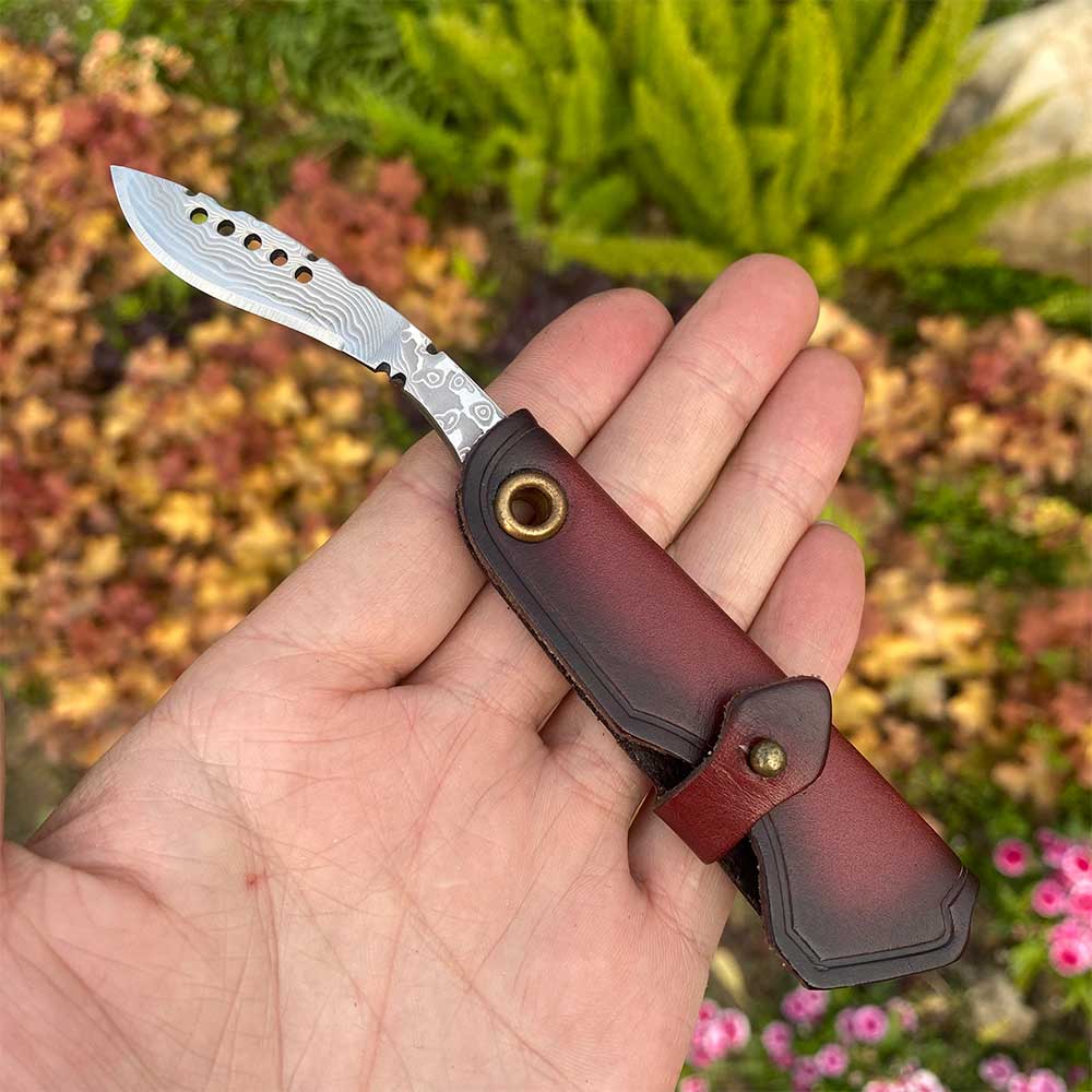 Damascus Steel Nepal Knife With Leather Case