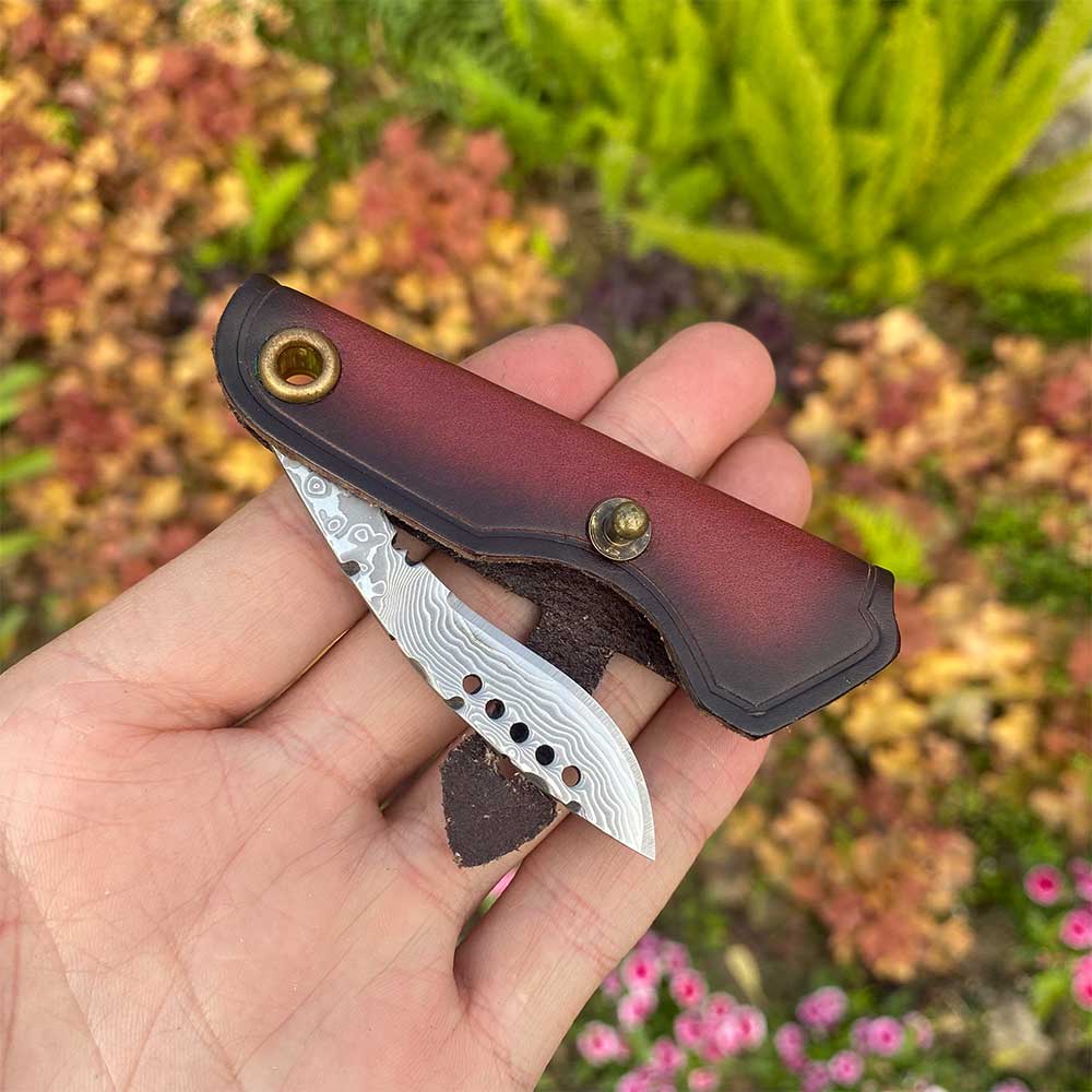 Damascus Steel Nepal Knife With Leather Case