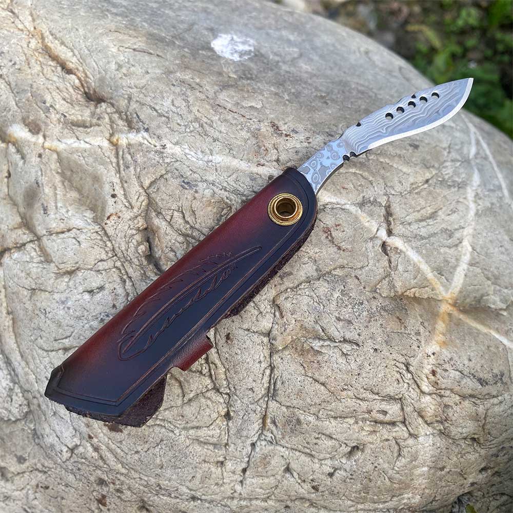 Damascus Steel Nepal Knife With Leather Case