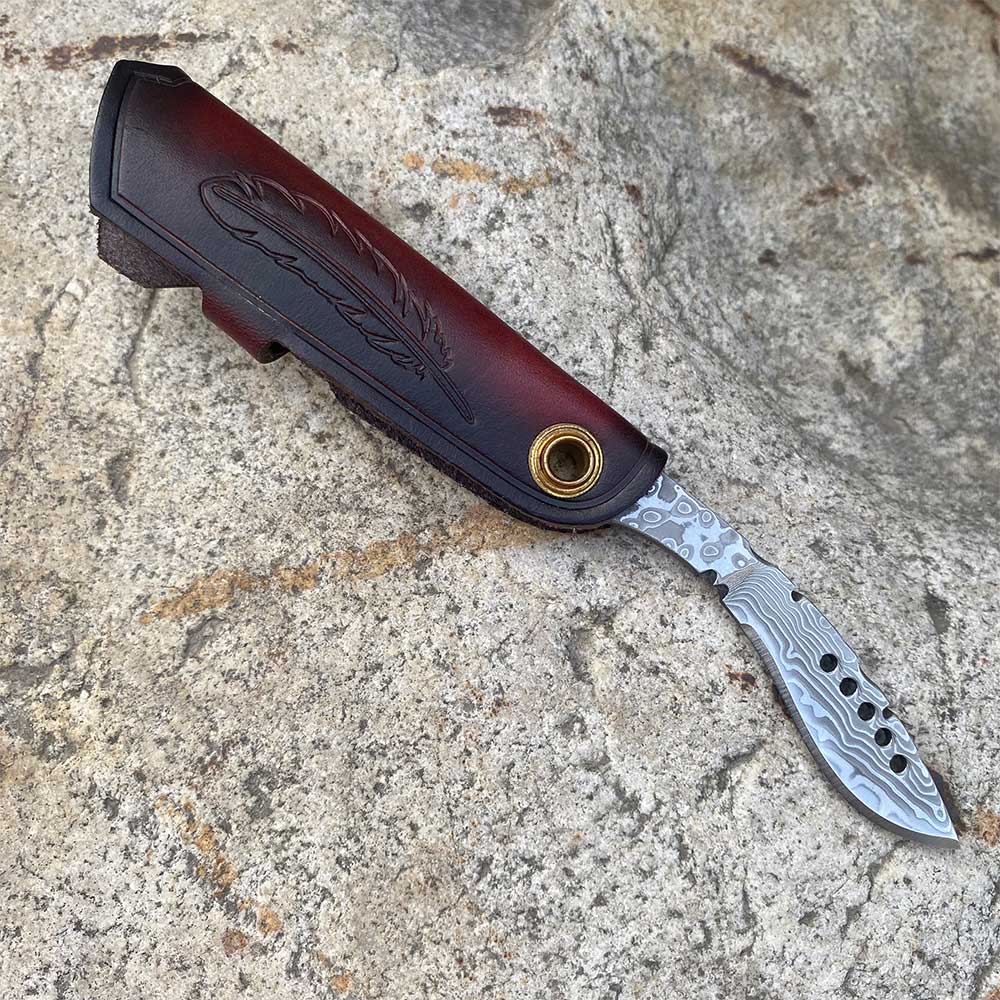 Damascus Steel Nepal Knife With Leather Case