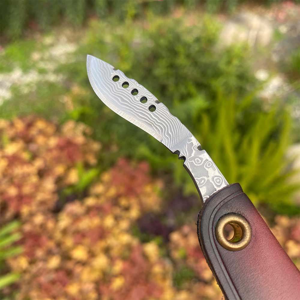Damascus Steel Nepal Knife With Leather Case