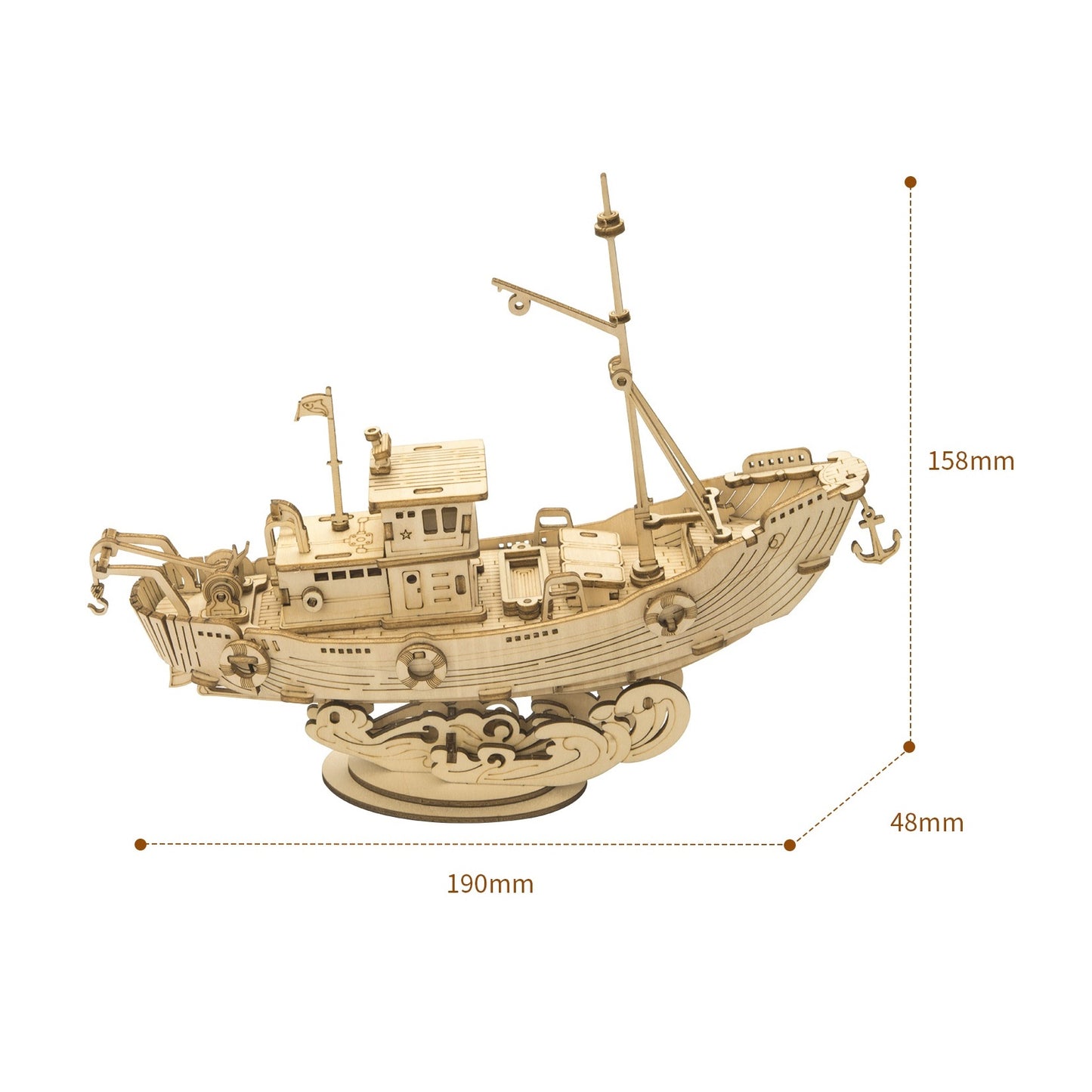 Diy 3D Wood Vintage Sailing Ship Assembly Boat Toy Present