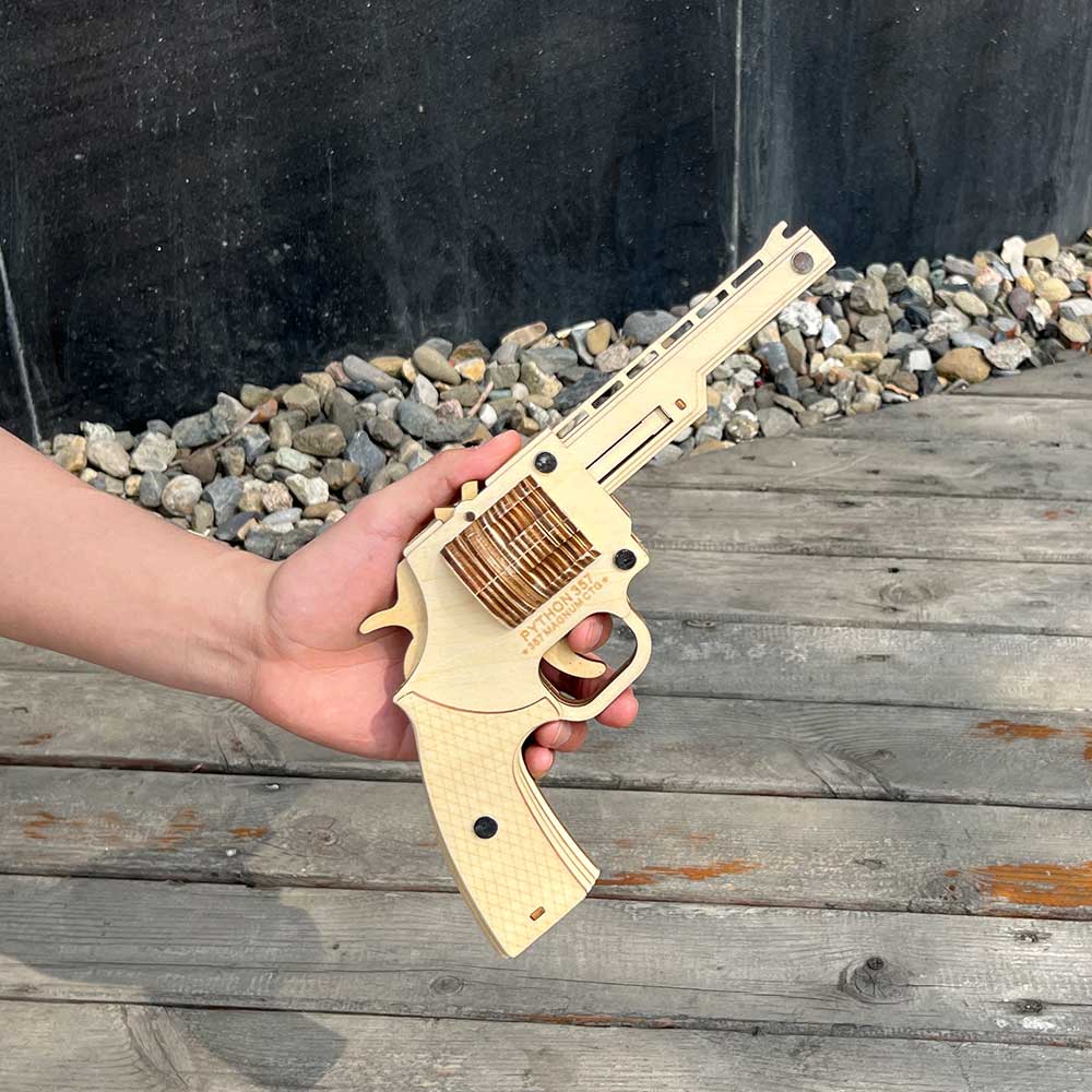 Assembled Revolver Wooden Rubber Band Gun Model Kit