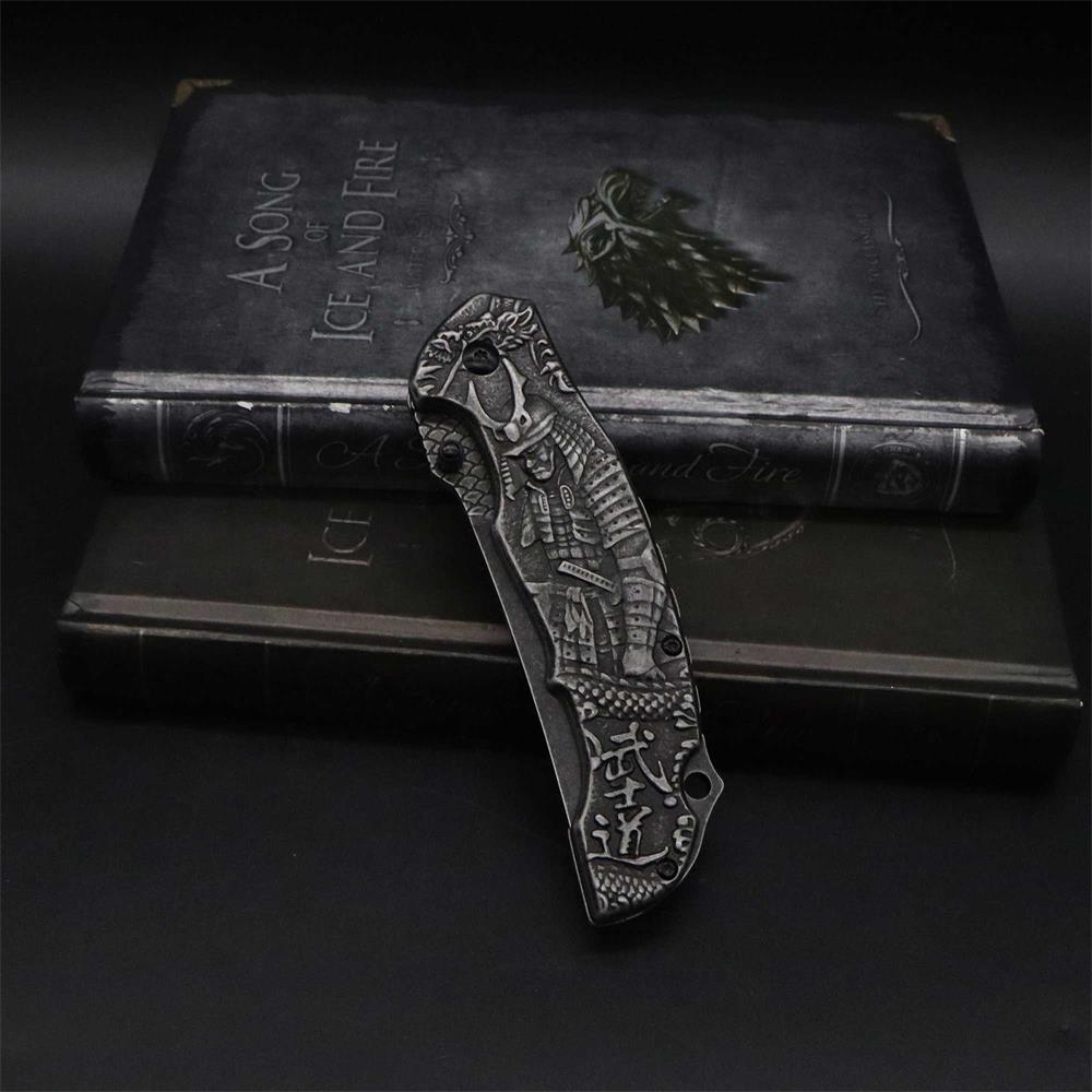 3D Samurai Sculpture Folding Knife