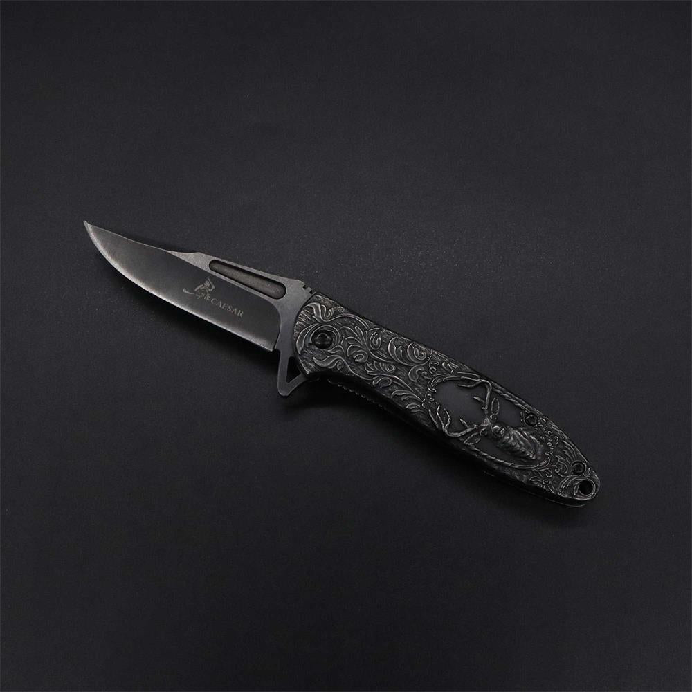 Fantastic Reindeer in the Mirror Folding Knife