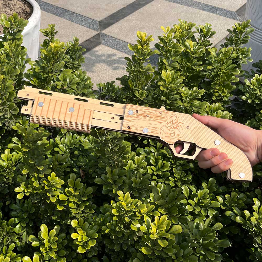 Wooden Mossberg Shotgun Rubber Band Gun Model Kit