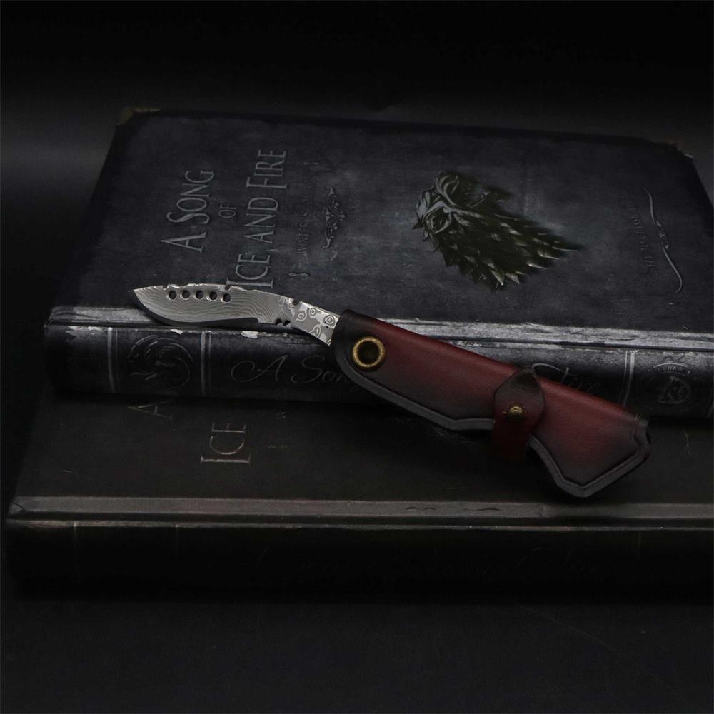 Damascus Steel Nepal Knife With Leather Case