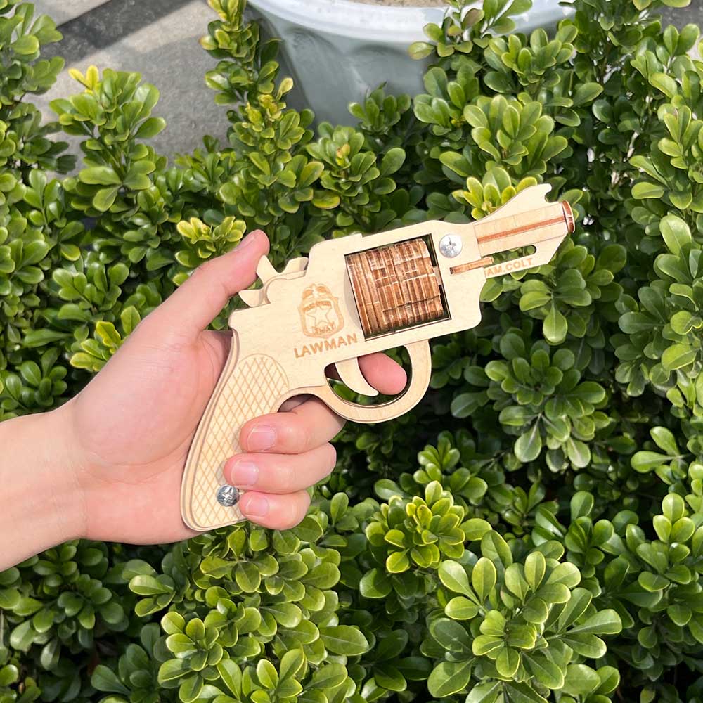 Assembled Colt Law Enforcement Officer Wooden Rubber Band Gun Model Kit