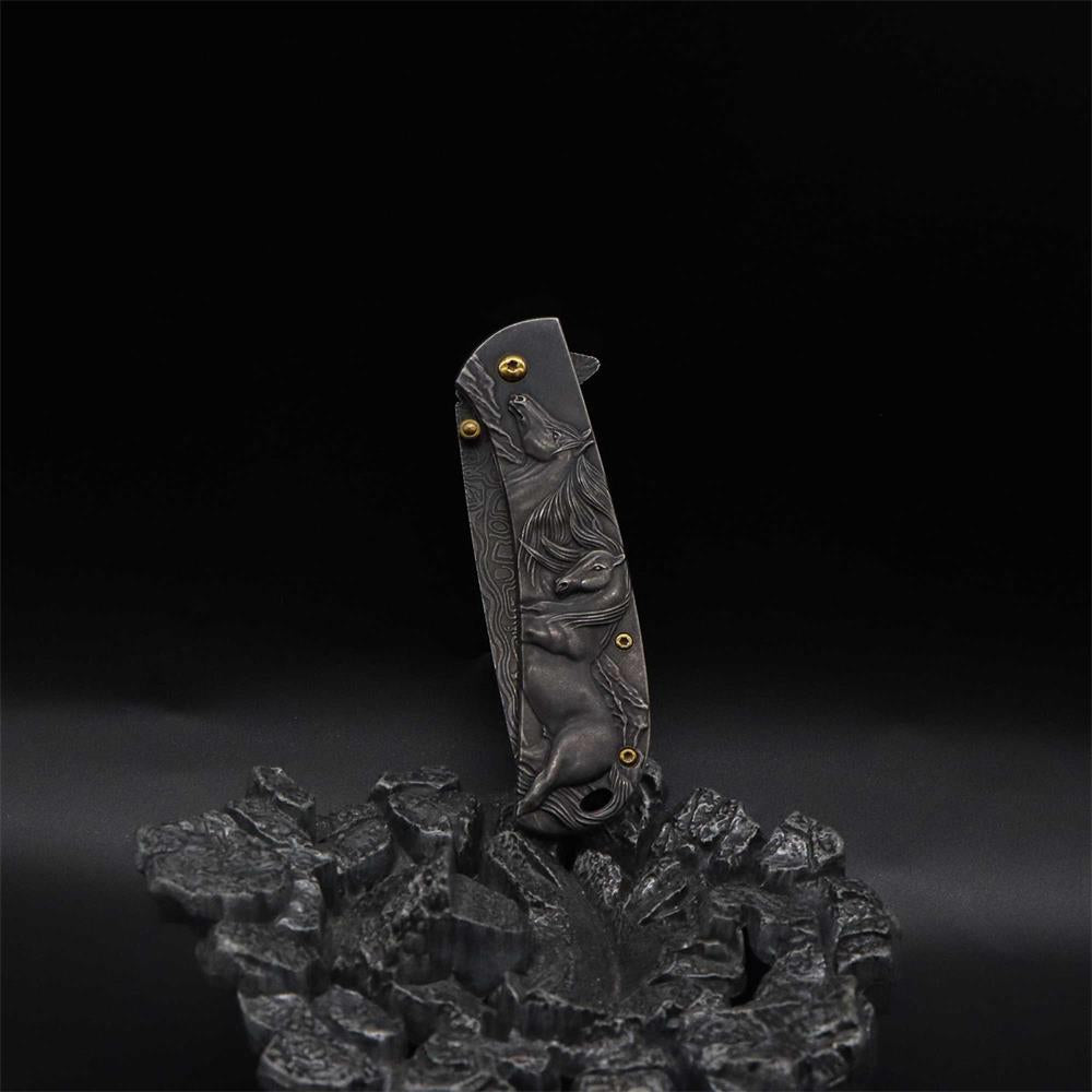 3D Horse Sculpture Folding Knife