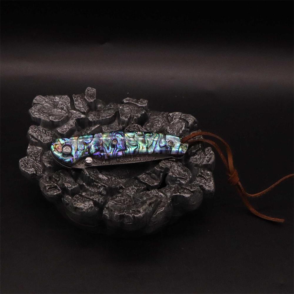 Damascus Knife Handmade Colored Folding Knife