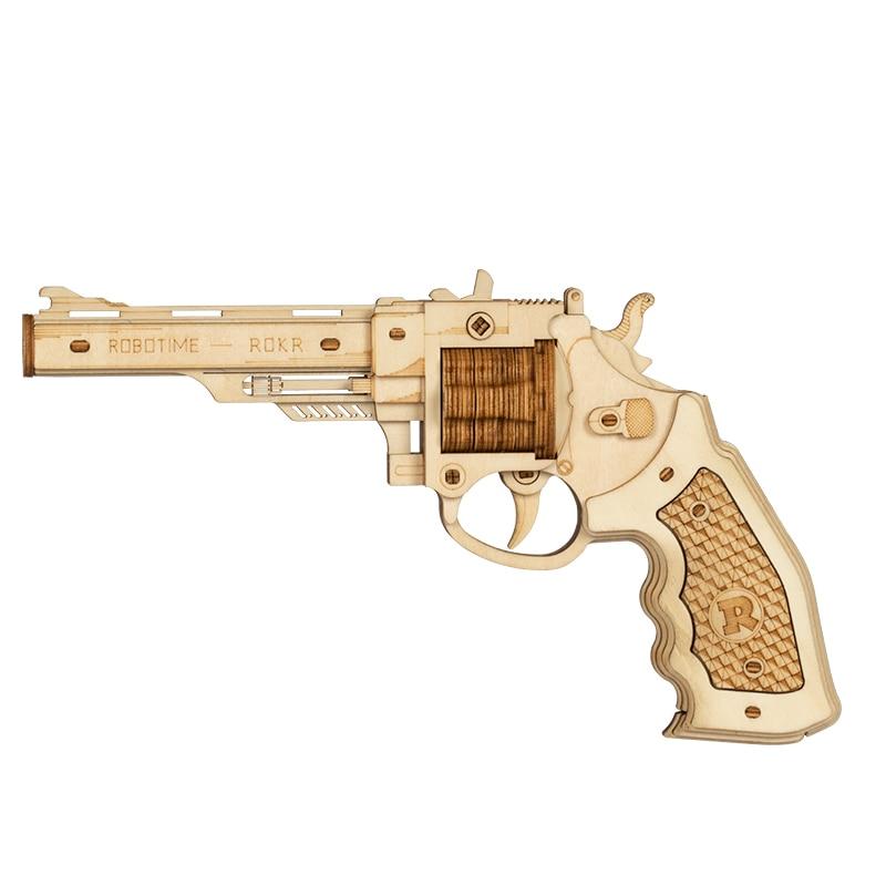 3D Wooden Puzzle Woodcraft Assembly Kit Hunting wolf Eagle Train Dragon Rubber Band Gun For Boy Christmas Gift