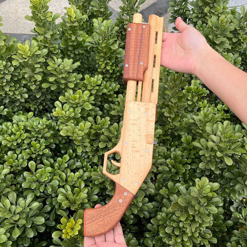 Assembled M37 Shotgun Rubber Band Wooden Replica Gun