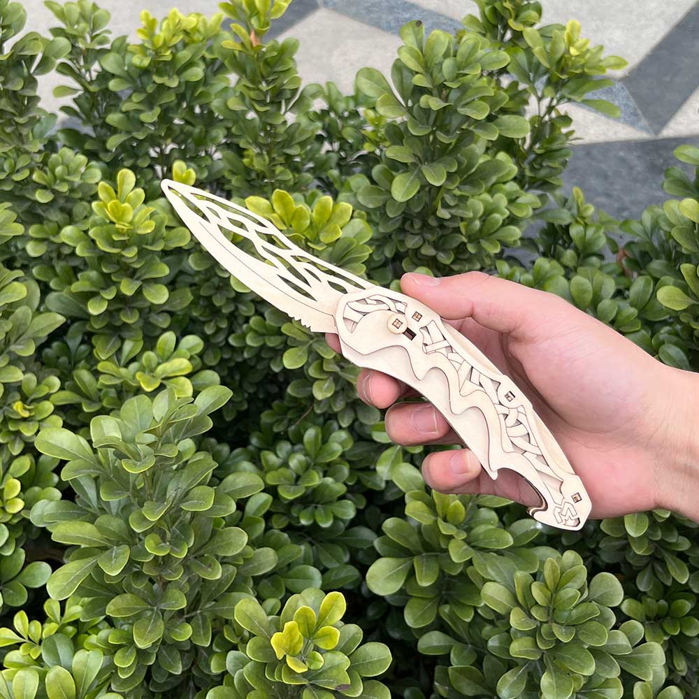 Cool 3D Folding Knife Puzzle Wooden Folding Knife Model Kit Fake Knife Prop Leones Marvelous Items