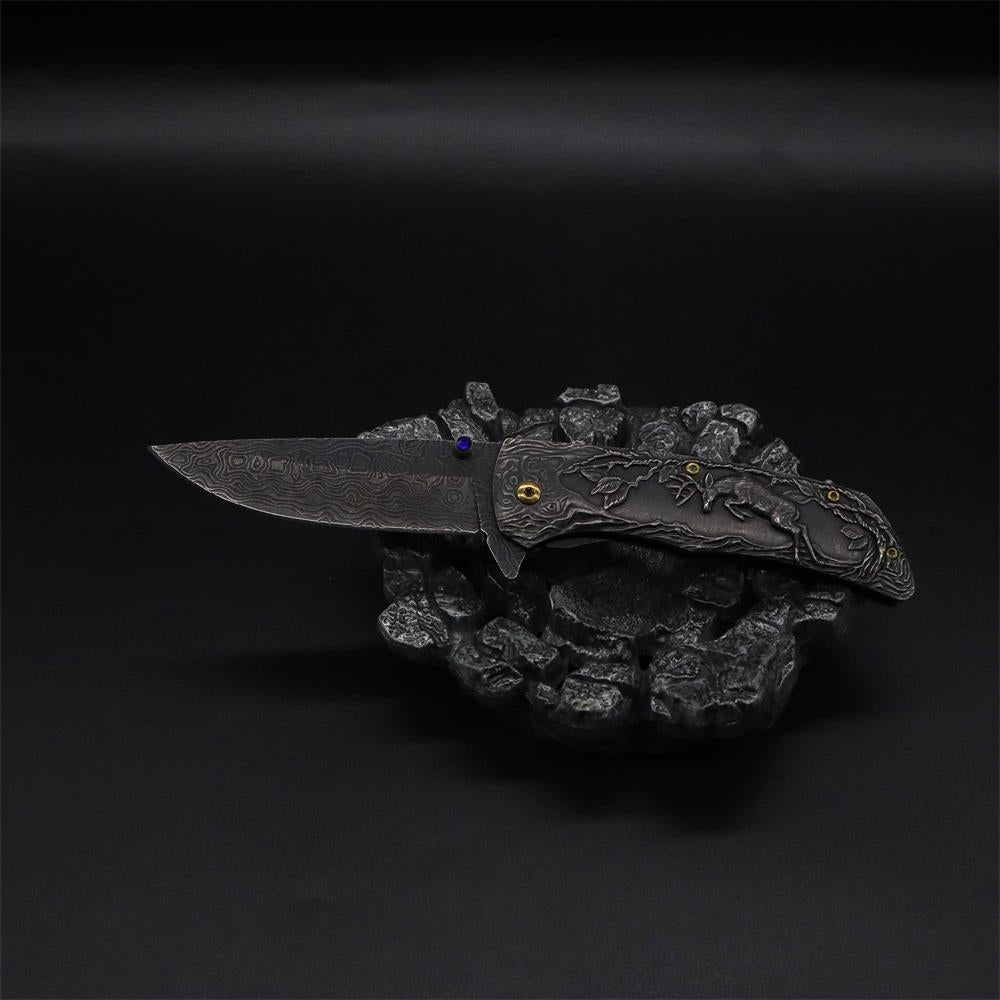 3D Sculpture Reindeer Folding Knife