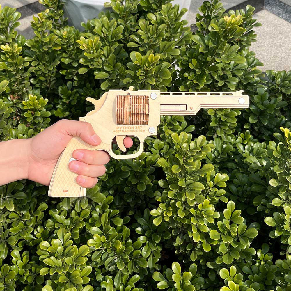 Assembled Revolver Wooden Rubber Band Gun Model Kit